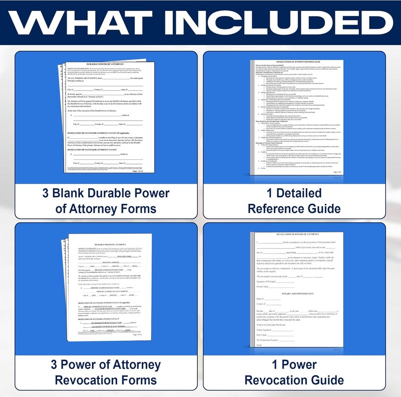 Zastic ! 2025 Durable Power of Attorney Forms Kit - Comprehensive Power of Attorney Form for Financial, Legal, and Personal Use – Includes 3 Blank Durable Power of Attorney Forms, Guide, & Envelopes - Image 3